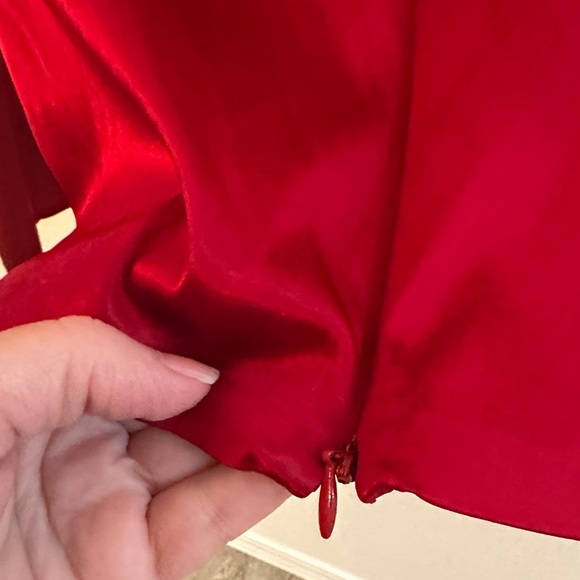 Karen Kane Vibrant Red Satin Wrap Blouse - Picture 8 of 8
